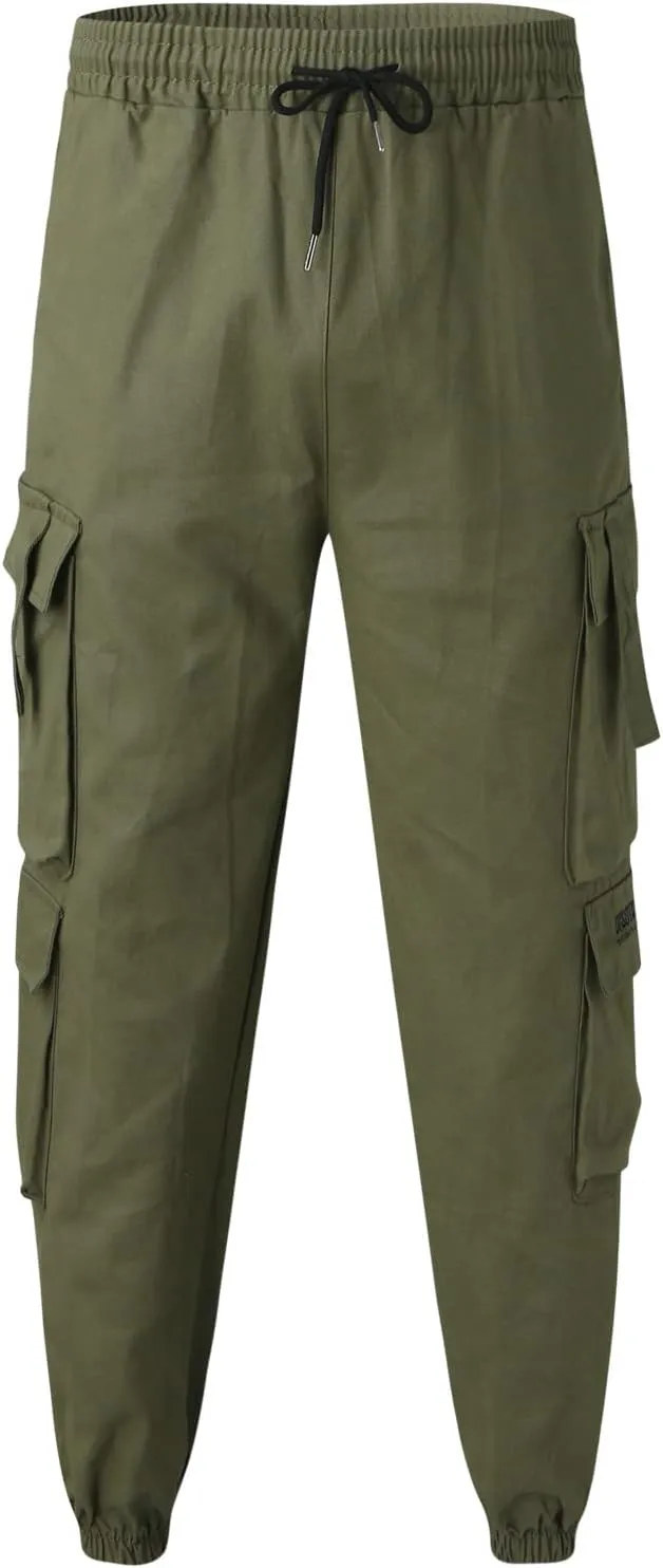 Cargo Pants for Men Relaxed Fit with Pockets Cargo Pants for Men Sweat Pants Fashion Men's Sport Color Bandage Casual