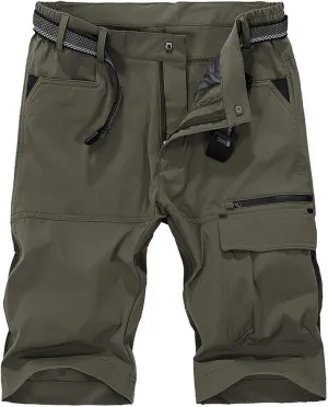 Cargo Shorts Men Elastic Waist Multi Pocket Outdoor Fashion Work Utility Shorts Casual Outdoor Hiking Athletic Shorts