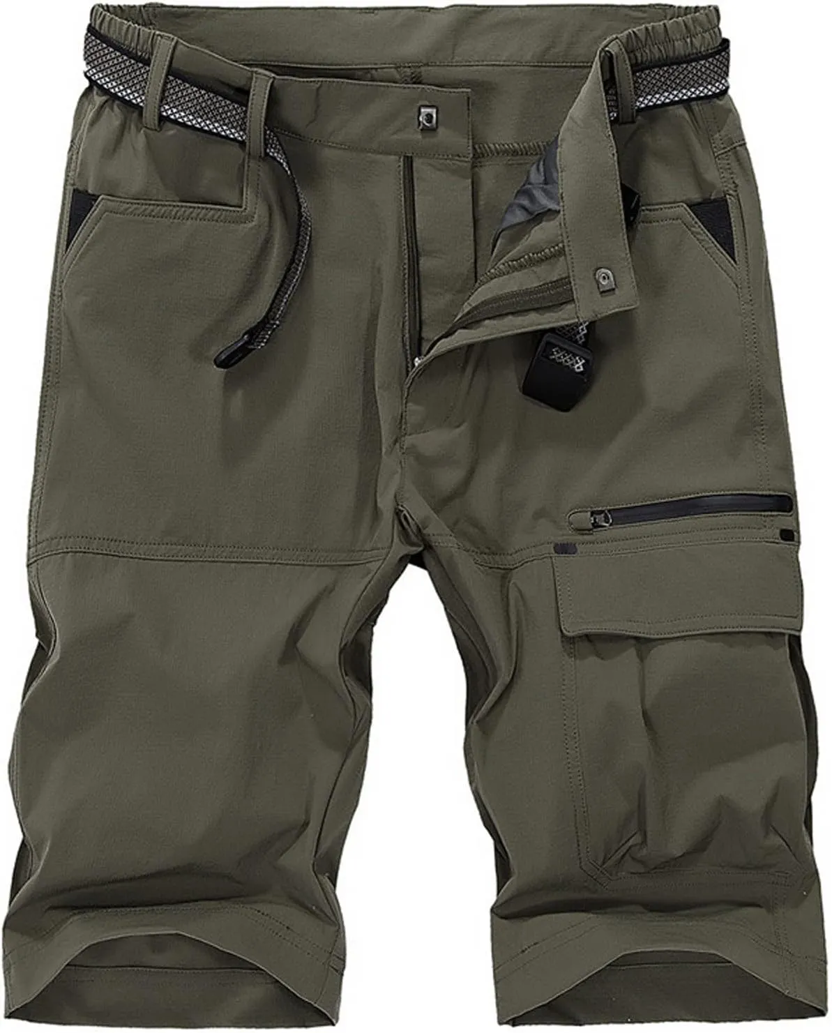 Cargo Shorts Men Elastic Waist Multi Pocket Outdoor Fashion Work Utility Shorts Casual Outdoor Hiking Athletic Shorts