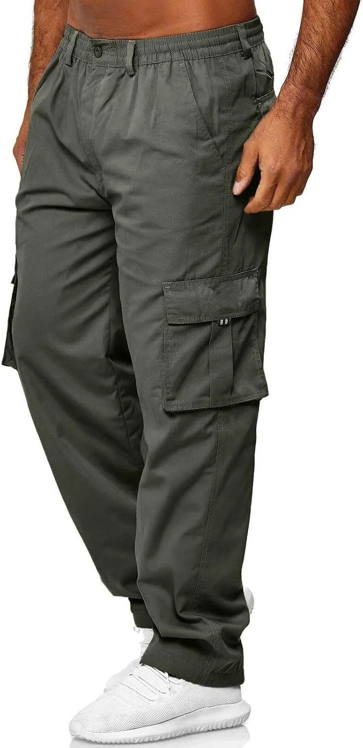 Cargo Sweatpants for Men Big and Tall Jogger Drawstring Trousers Pockets Sweatpants Workout Sports Pant Casual Cotton