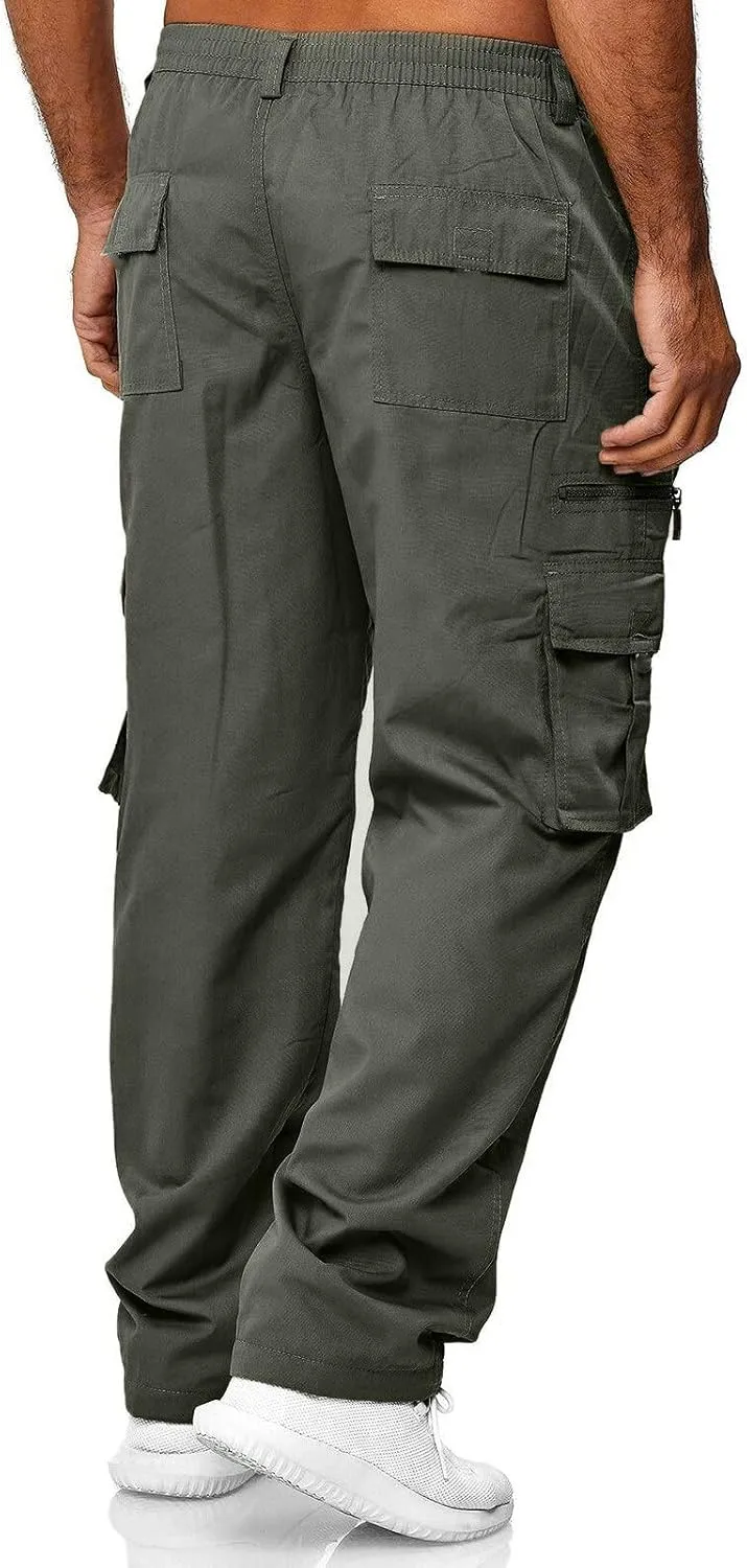 Cargo Sweatpants for Men Big and Tall Jogger Drawstring Trousers Pockets Sweatpants Workout Sports Pant Casual Cotton