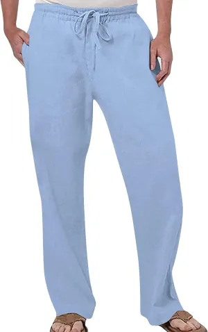 Casual Linen Pants for Men Breathable Loose and Light Sports Yoga Pants Summer Long Trousers with Pockets