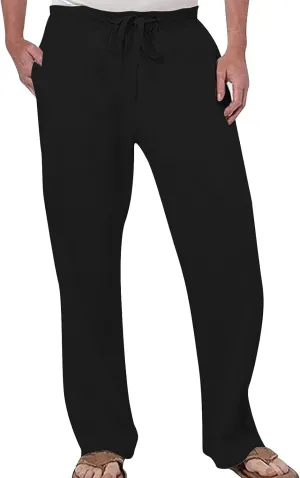 Casual Linen Pants for Men Breathable Loose and Light Sports Yoga Pants Summer Long Trousers with Pockets