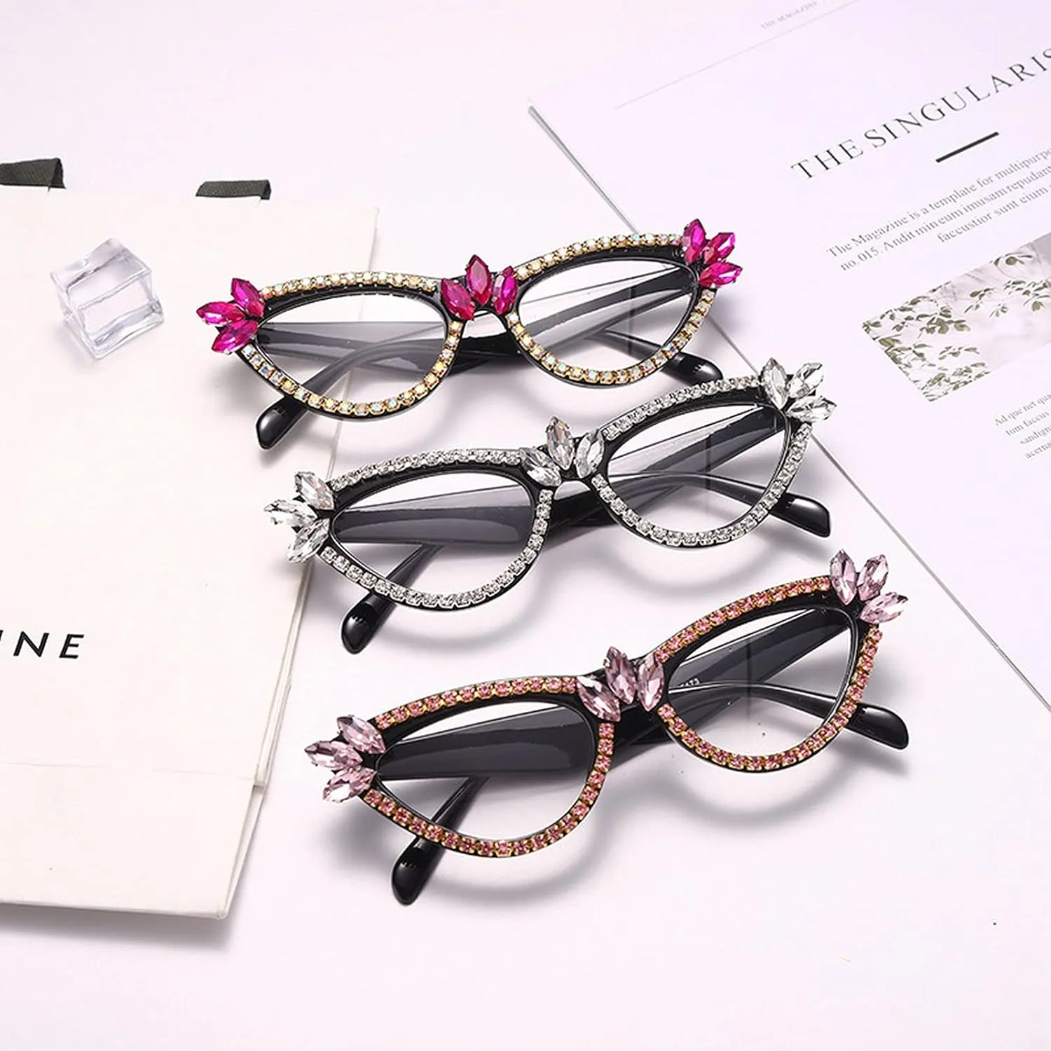 Cat Eye Diamond Sunglasses Women 2021 Small Punk Sun Glasses Crystal Vintage Rhinestone Glasses Eyewear UV400