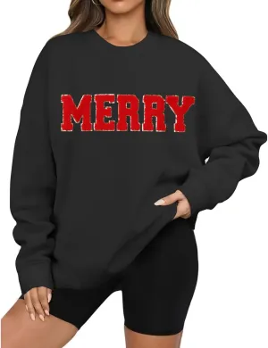 Christmas Sweatshirts for Women Oversized Pullover Sweatshirt Long Sleeve Christmas Graphic Tees Funny Xmas Tops Blouse