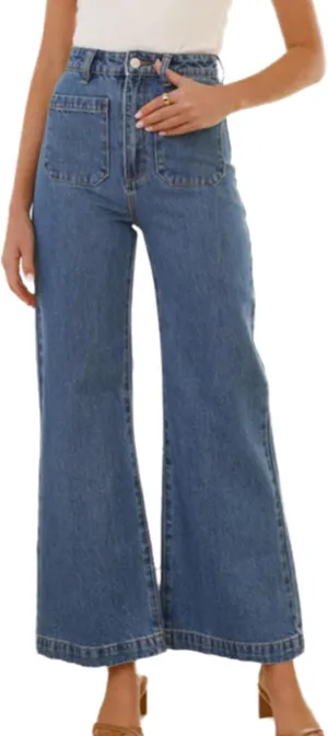 Conshvi Women's Wide Leg Cropped Jeans High Waisted Baggy Capris Jeans Loose Boyfriends Stretch Denim Ankle Pants