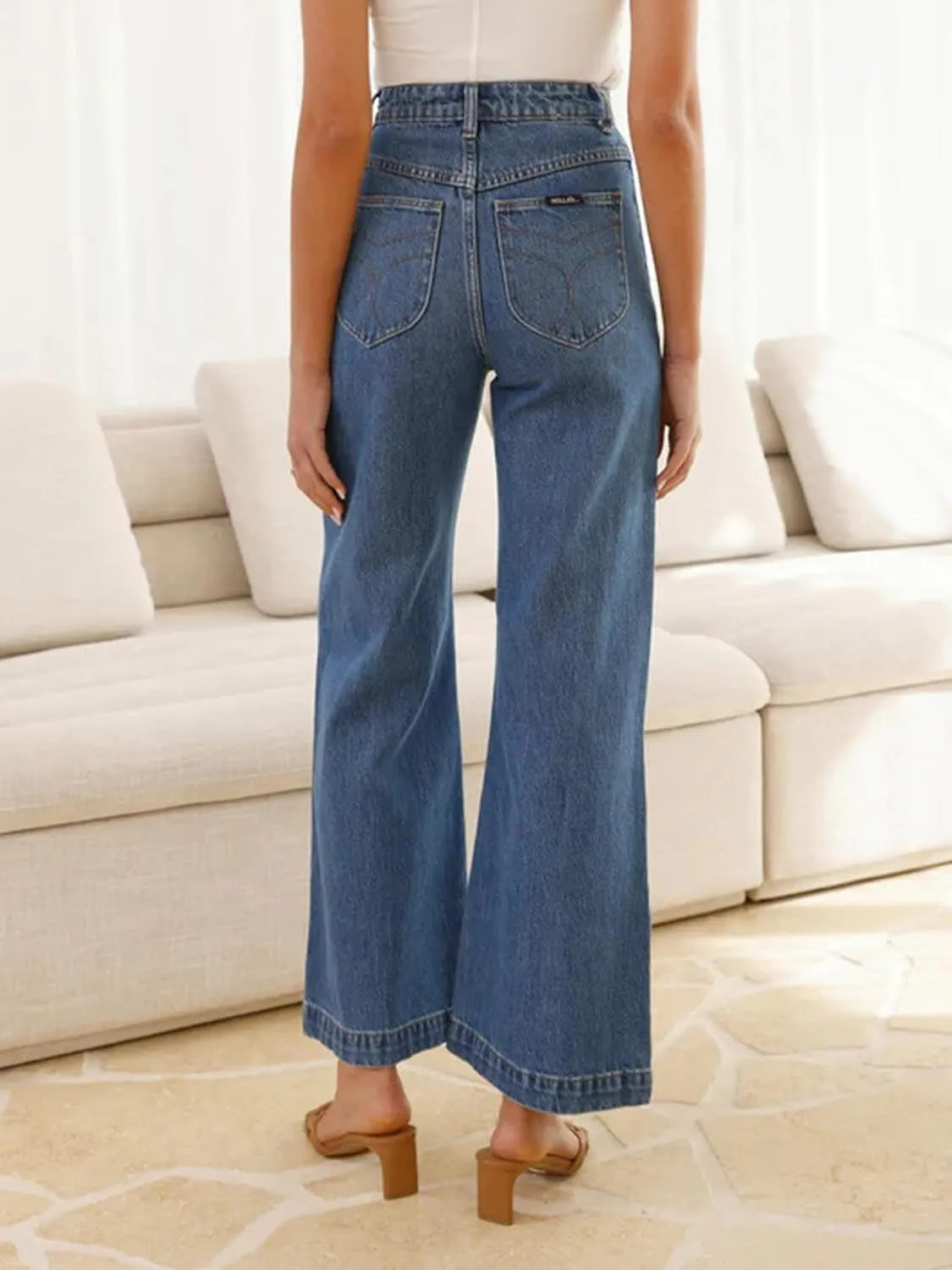 Conshvi Women's Wide Leg Cropped Jeans High Waisted Baggy Capris Jeans Loose Boyfriends Stretch Denim Ankle Pants