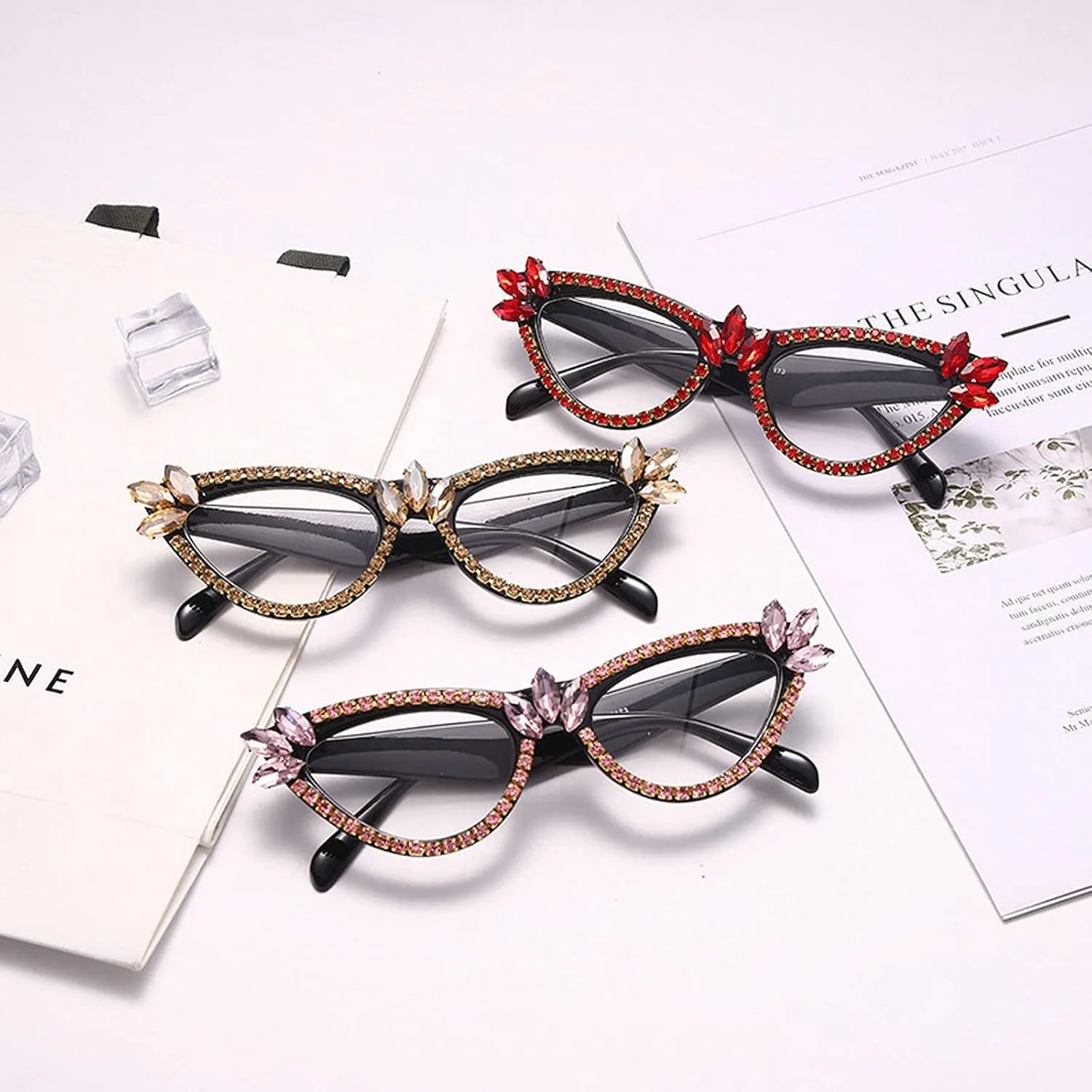 COTIA Cat Eye Diamond Sunglasses Women Punk Sun Glasses Crystal Vintage Rhinestone Glasses Eyewear UV400