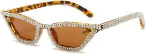 COTIA Cat Eye Diamond Sunglasses Women Small Frame Punk Sun Glasses Crystal Vintage Rhinestone Glasses Eyewear UV400