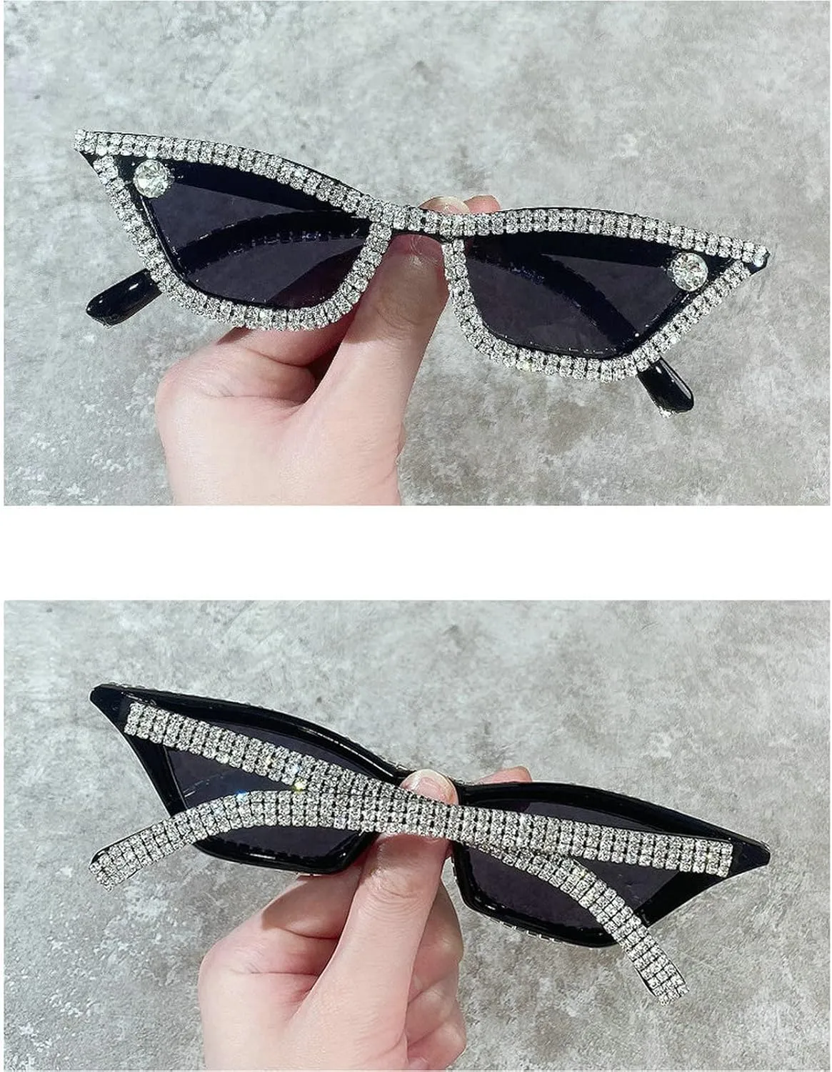 COTIA Cat Eye Diamond Sunglasses Women Small Frame Punk Sun Glasses Crystal Vintage Rhinestone Glasses Eyewear UV400