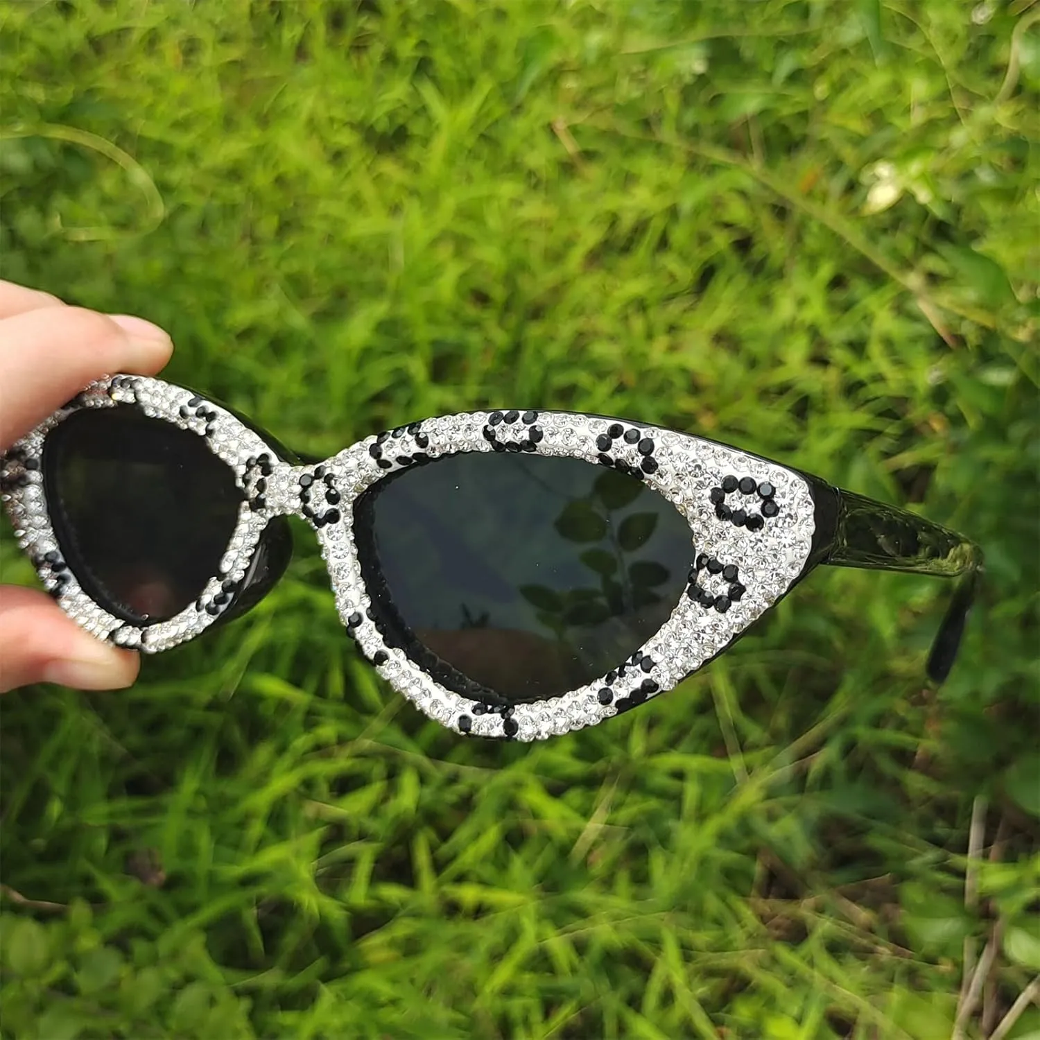 COTIA Cat Eye Rhinestone Sunglasses for Women Shiny Bling Crystal Diamond Sunglasses Trend Ladies Party Sun Glasses