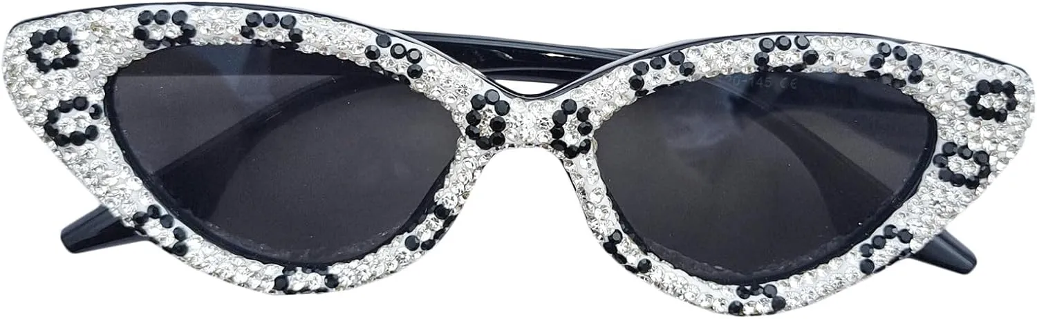 COTIA Cat Eye Rhinestone Sunglasses for Women Shiny Bling Crystal Diamond Sunglasses Trend Ladies Party Sun Glasses