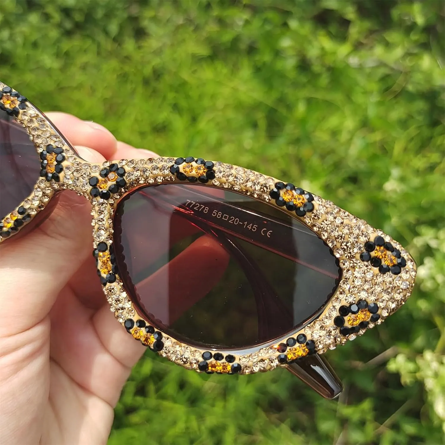 COTIA Cat Eye Rhinestone Sunglasses for Women Shiny Bling Crystal Diamond Sunglasses Trend Ladies Party Sun Glasses