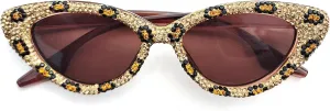 COTIA Cat Eye Rhinestone Sunglasses for Women Shiny Bling Crystal Diamond Sunglasses Trend Ladies Party Sun Glasses
