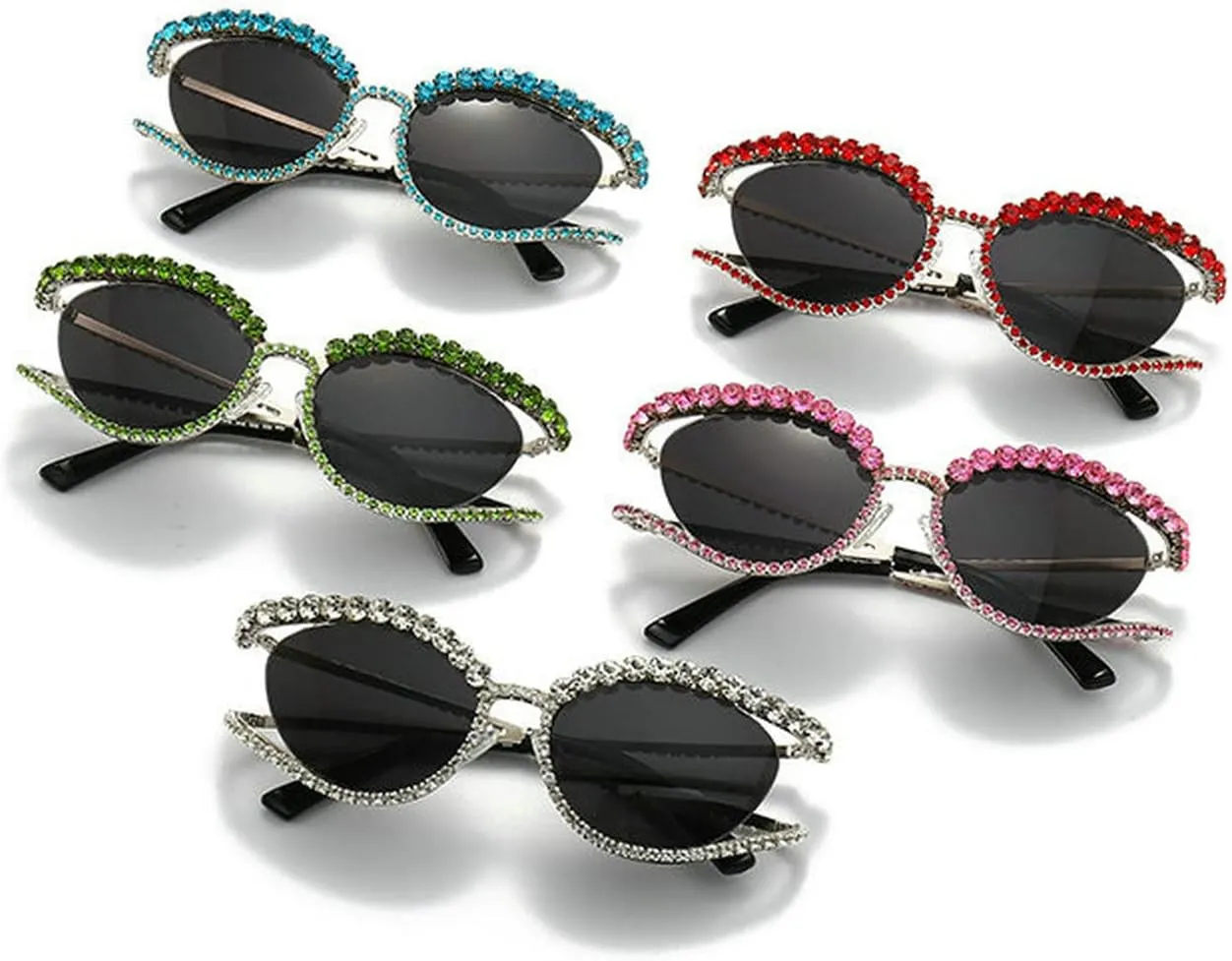 COTIA Vintage Fashion Luxury Cat Eye Shiny Diamond Sunglasses Women Men y2k Crystal Rhinestone Frame Brand Design Sun Glasses
