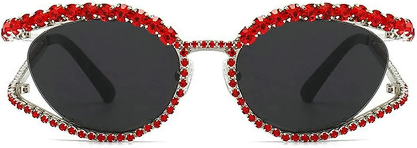 COTIA Vintage Fashion Luxury Cat Eye Shiny Diamond Sunglasses Women Men y2k Crystal Rhinestone Frame Brand Design Sun Glasses
