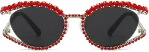 COTIA Vintage Fashion Luxury Cat Eye Shiny Diamond Sunglasses Women Men y2k Crystal Rhinestone Frame Brand Design Sun Glasses