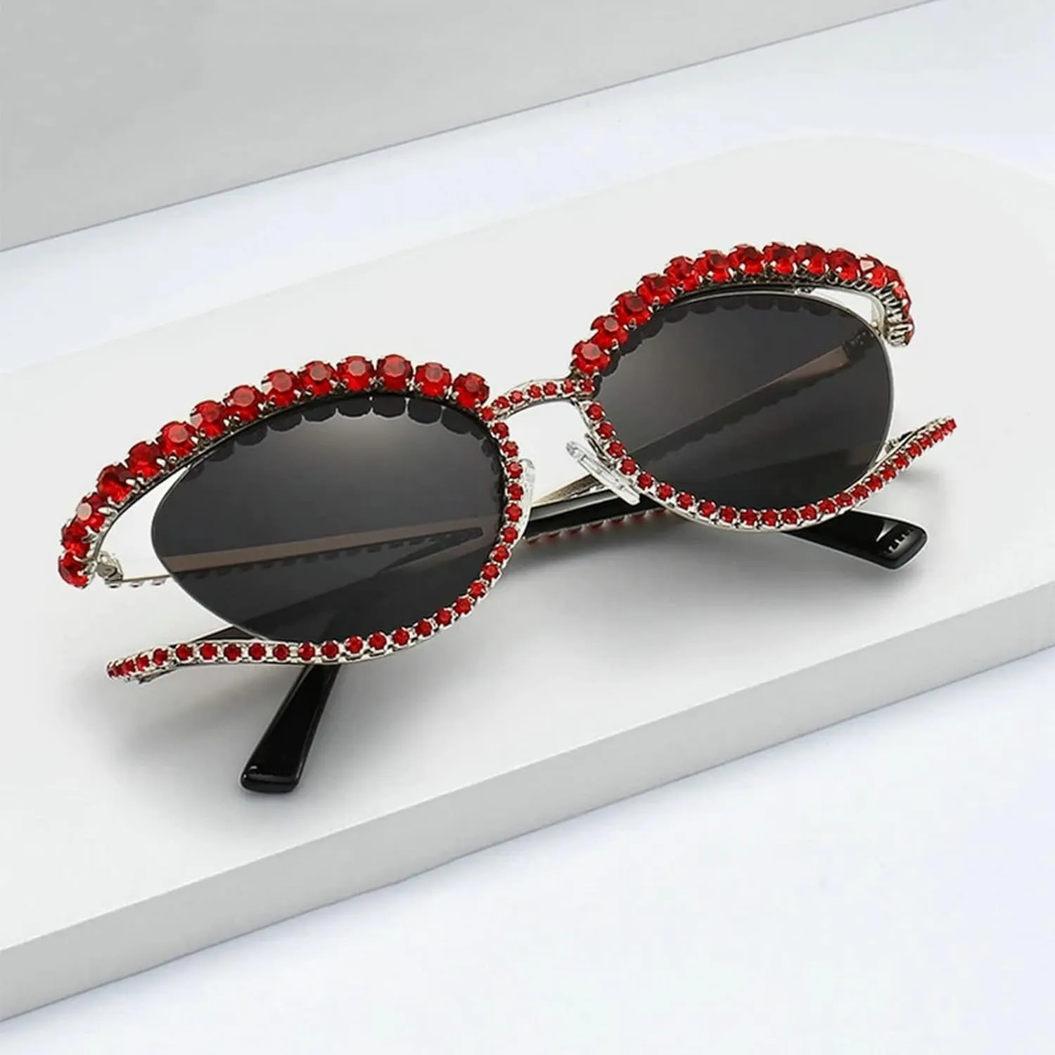 COTIA Vintage Fashion Luxury Cat Eye Shiny Diamond Sunglasses Women Men y2k Crystal Rhinestone Frame Brand Design Sun Glasses