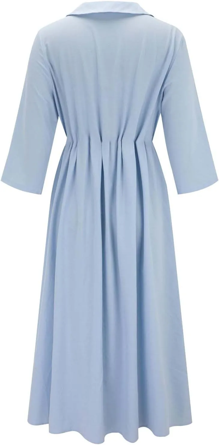 Cotton Linen Dresses for Women 2025 Casual Summer Sleeveless Button Down Dresses Loose Fit Turn Down Neck Sundress