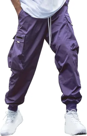 CRNTCEM Mens Baggy Hip Hop Cargo Pants Lightweight Streetwear Grunge Harem Joggers Trousers Trendy Casual Y2K Parachute Pants