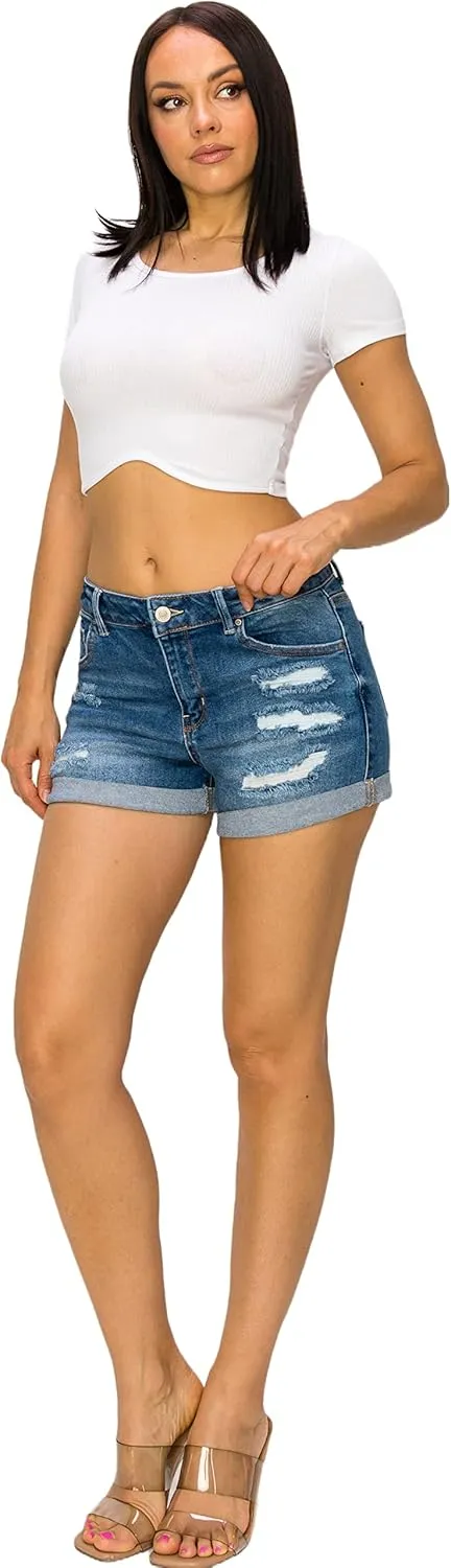 Denim Jean Shorts for Women - Casual Stretchy High Waisted Jean Shorts