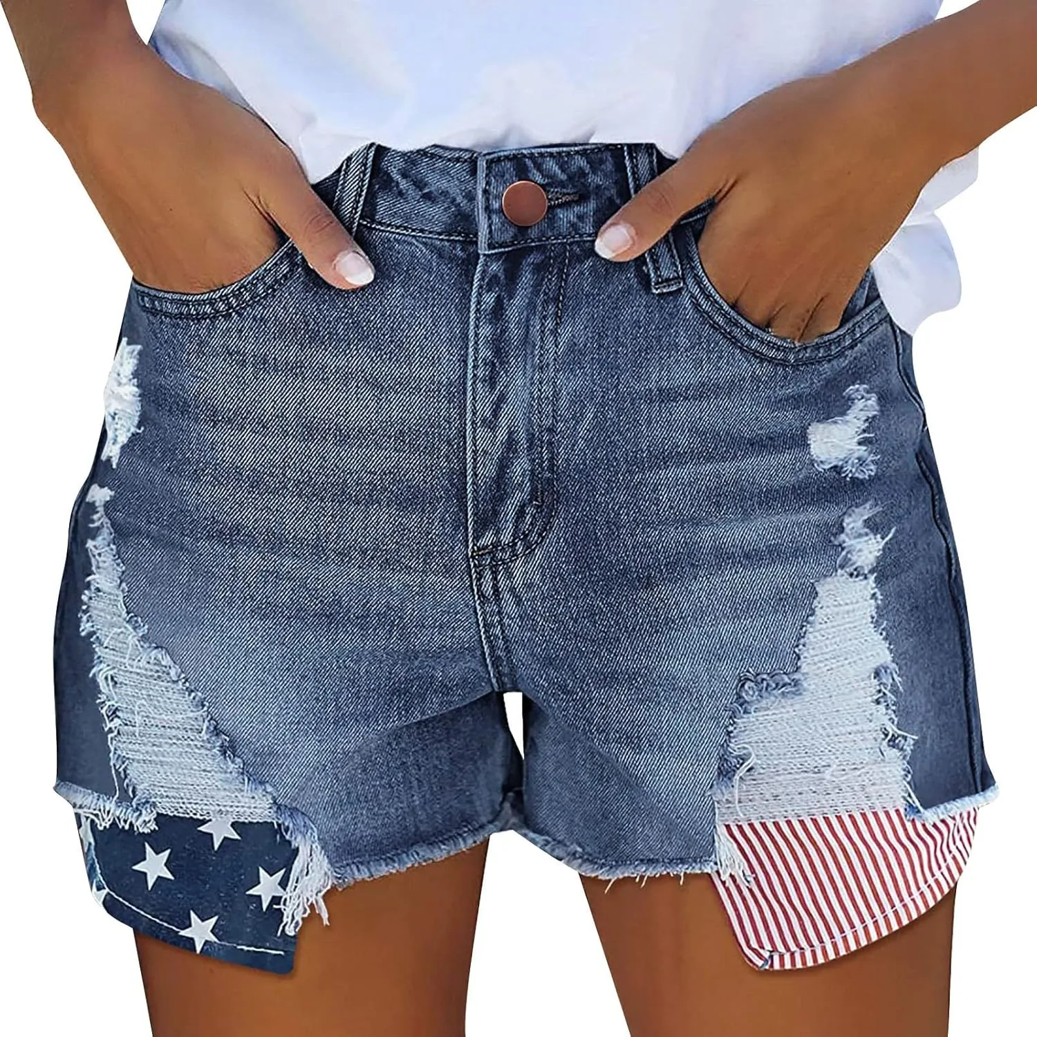 Denim Shorts for Women High Waisted Denim Short Stretchy Casual Summer Trendy Girls Jean Shorts Jeans Short with Pocket
