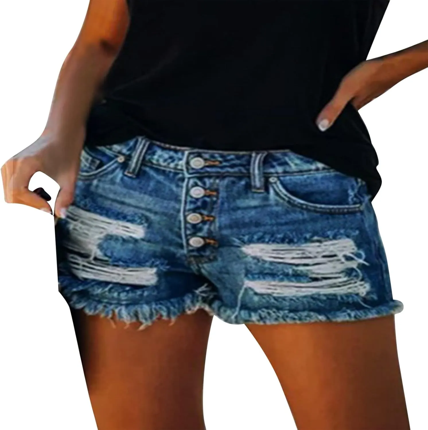 Denim Shorts for Women High Waisted Denim Short Stretchy Casual Summer Trendy Girls Jean Shorts Jeans Short with Pocket