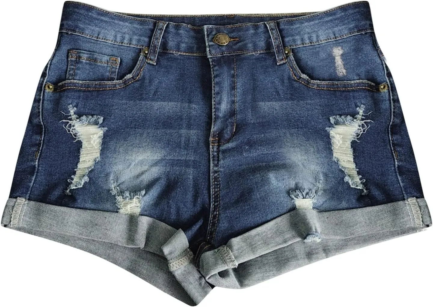 Denim Shorts for Women Mid Rise Ripped Jean Shorts Stretchy Folded Hem Hot Short Jeans 2024 Summer Sexy Hot Shorts