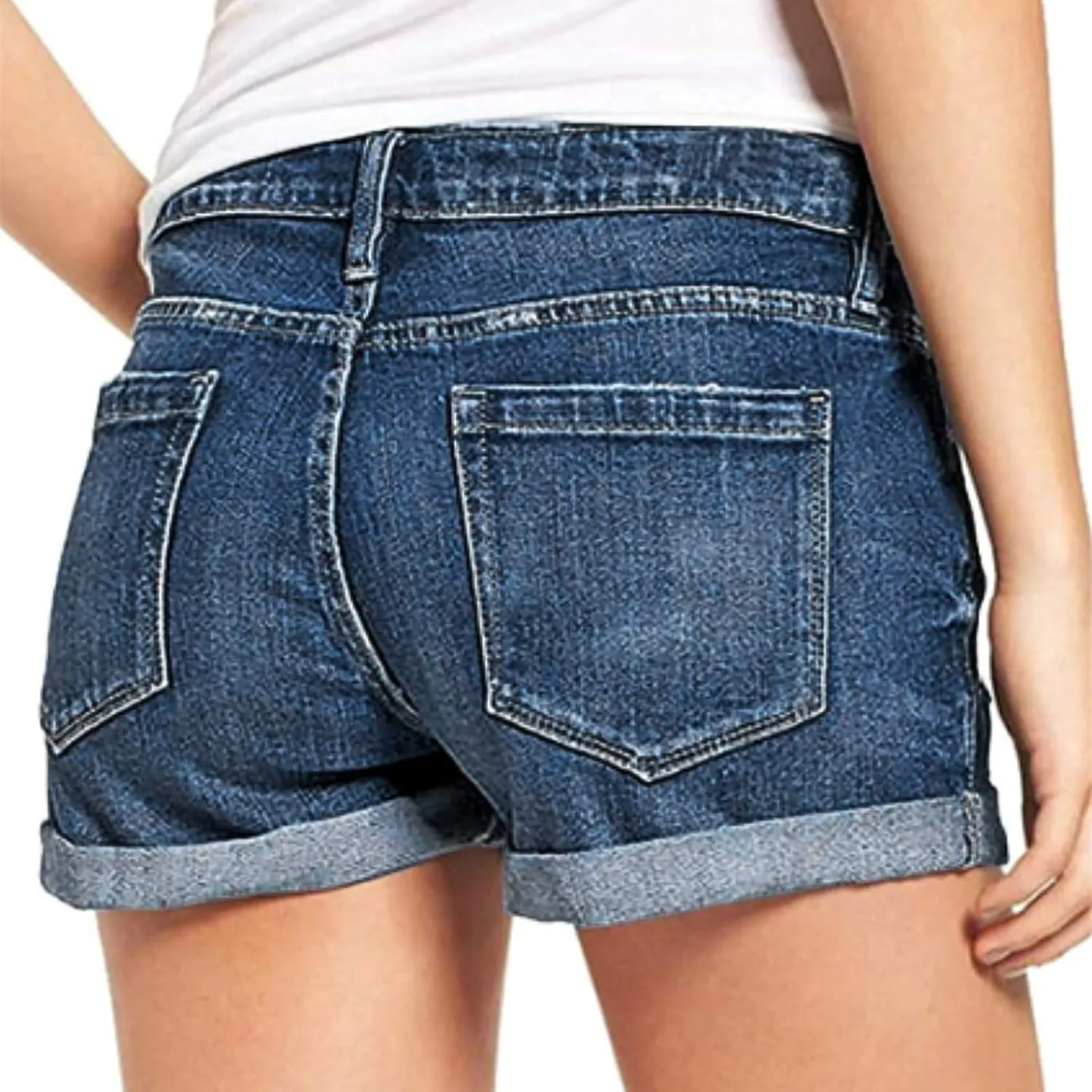 Denim Shorts for Women Mid Rise Ripped Jean Shorts Stretchy Folded Hem Hot Short Jeans 2024 Summer Sexy Hot Shorts