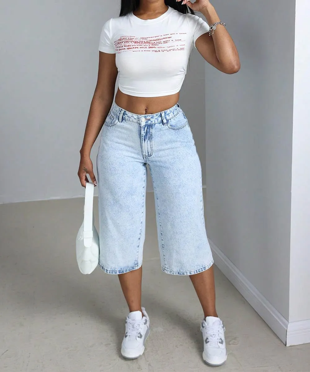 Denim Shorts Women Stretchy Summer Casual High Waisted Wash Bermuda Cropped Jean Shorts