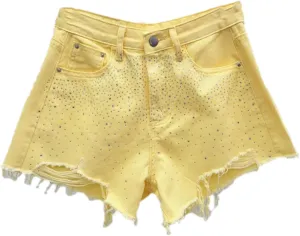 Diamond Hole Denim Shorts for Women's Summer High Waisted Jean Booty Shorts