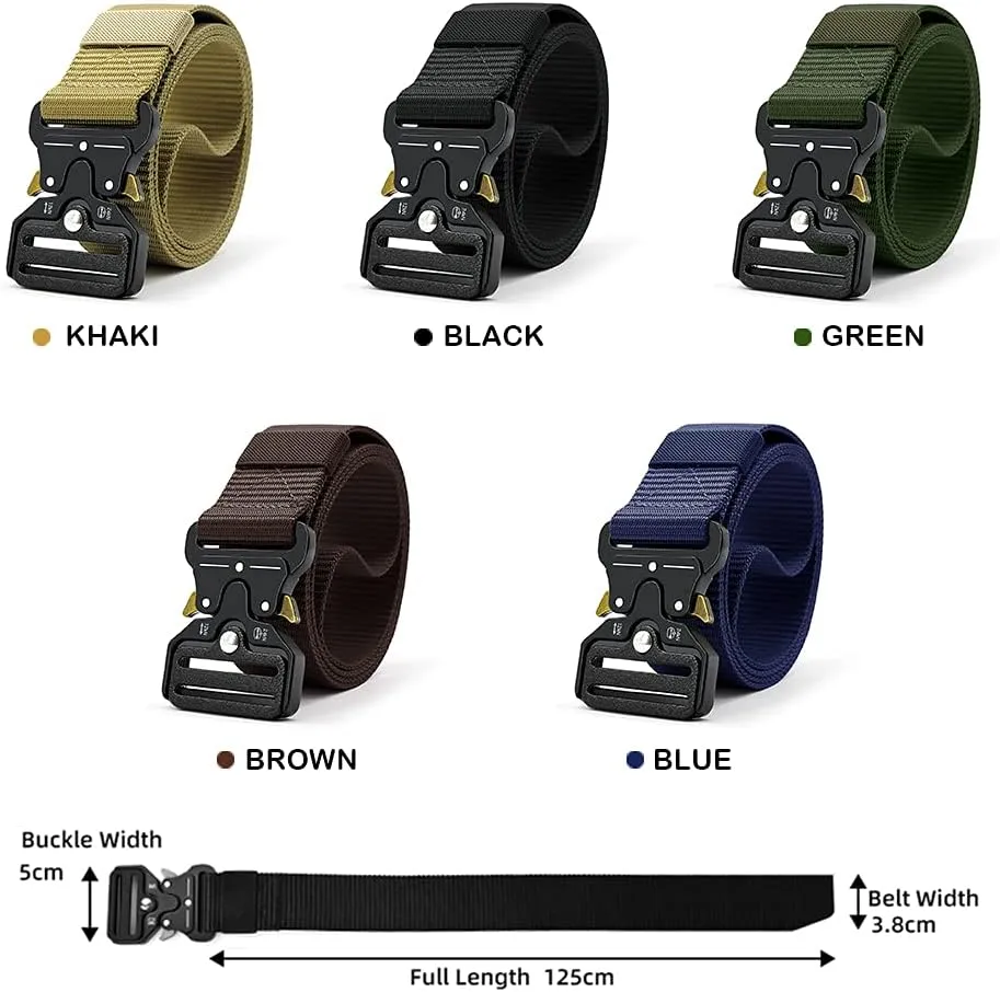 DOOPAI Tactical Belt for Men, 3Pack Military Nylon Web with Heavy Duty Quick Release Metal Buckle