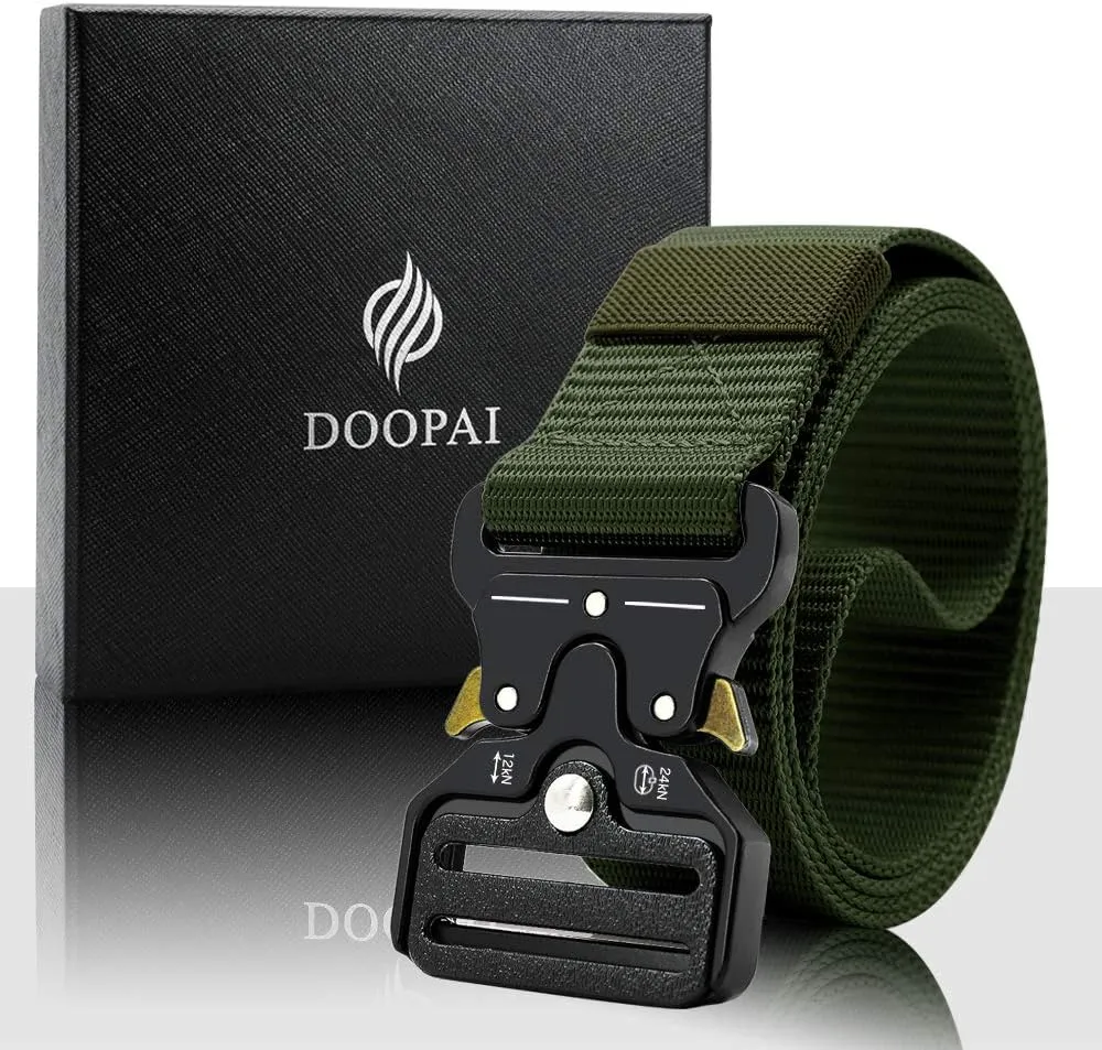 DOOPAI Tactical Belt for Men, 3Pack Military Nylon Web with Heavy Duty Quick Release Metal Buckle