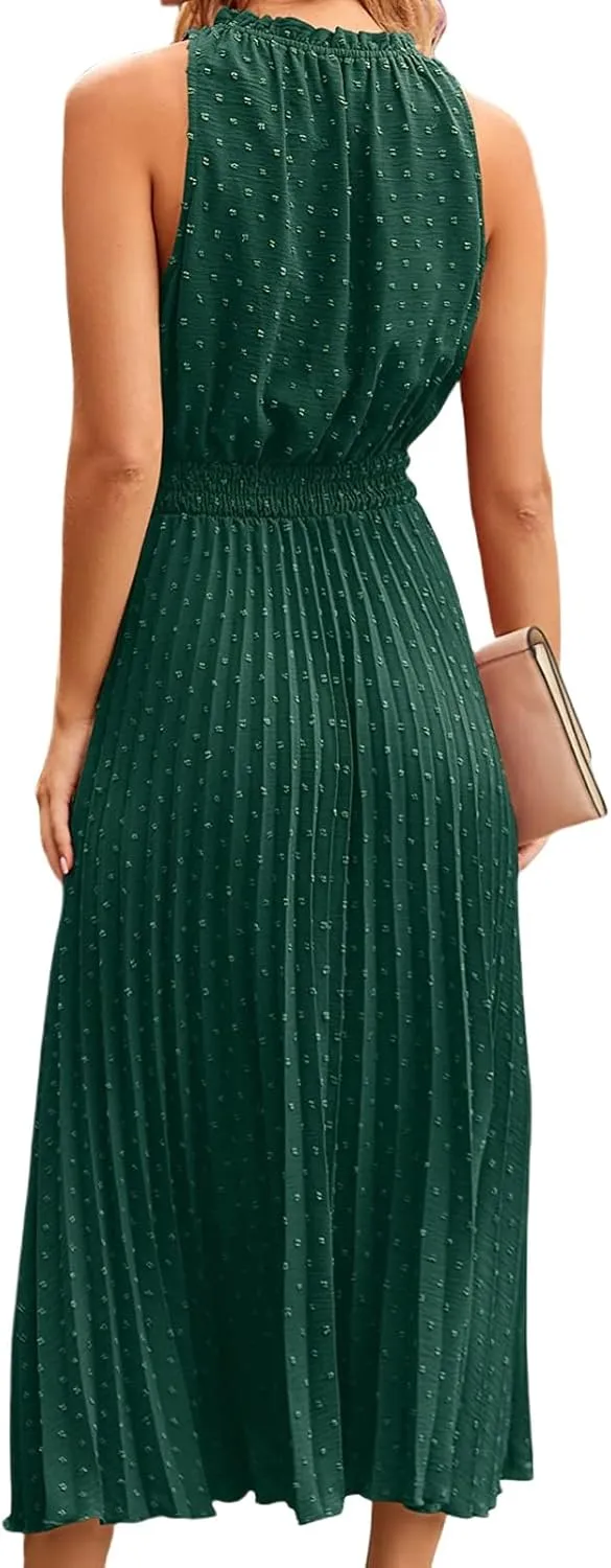 Dresses for Women 2025 Summer Casual Sleeveless Strappy High Waist Sundress Ruffle A Line Flowy Hem Dresses Dressy