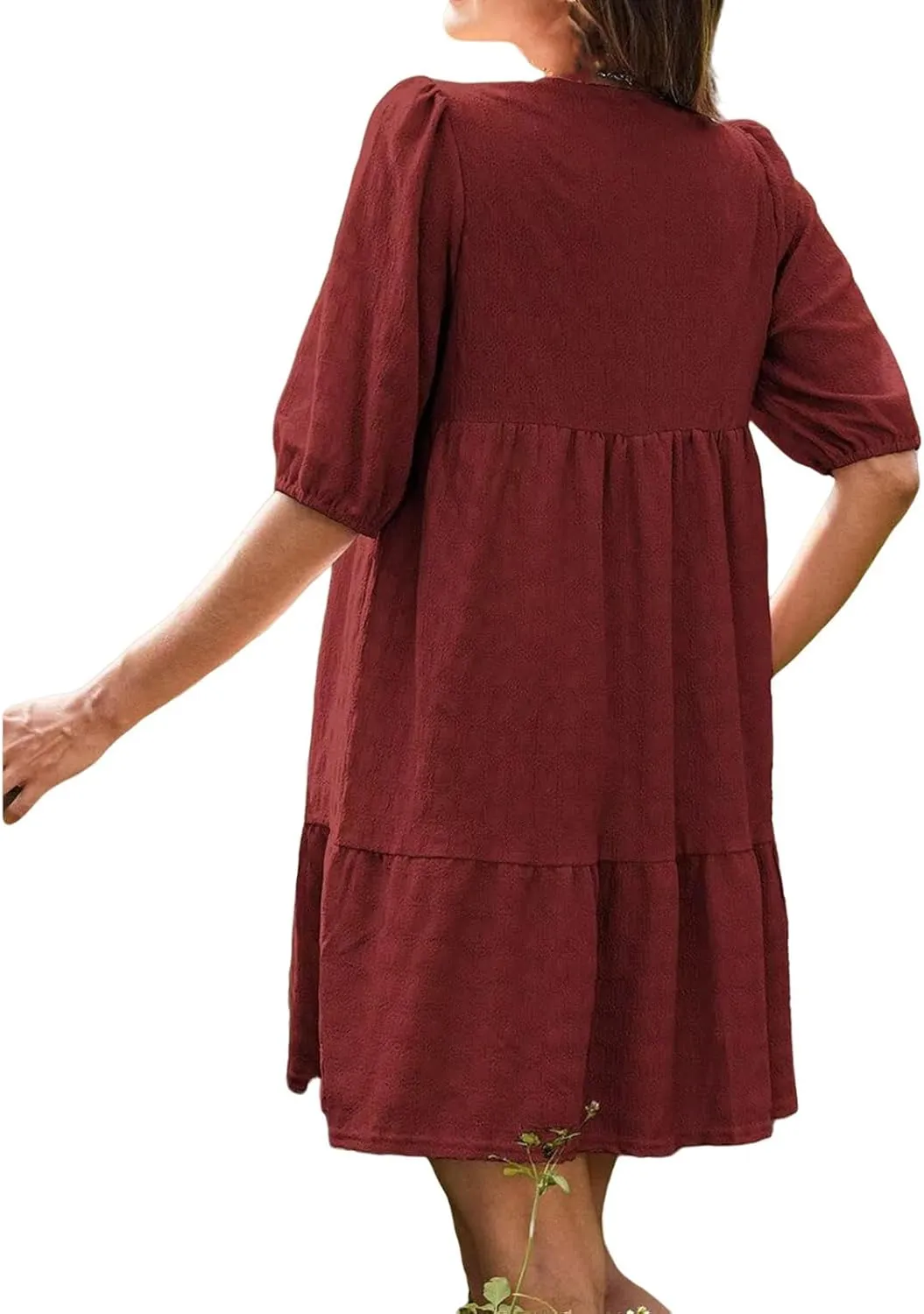 Dresses for Women Boho Loose Fit Drawstring V Neck Short Sleeve Printed Mini Dress Summer Casual Dressy 2025