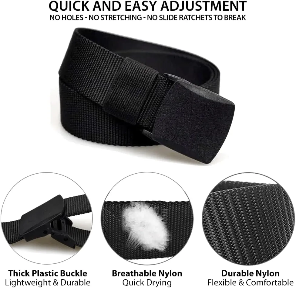 EcoGear FX Nylon Belts for Men - Adjustable Canvas Tactical Men Belt With Plastic Buckle 1.5 inch Width