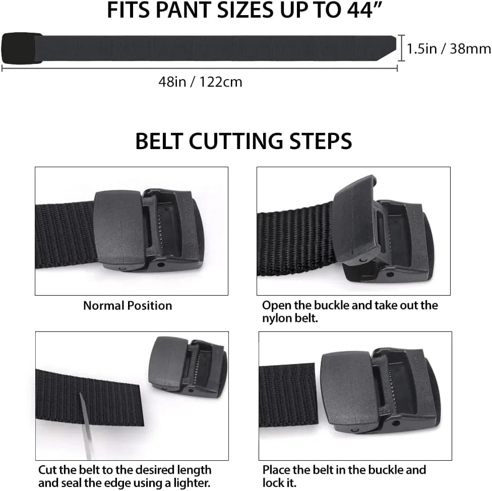 EcoGear FX Nylon Belts for Men - Adjustable Canvas Tactical Men Belt With Plastic Buckle 1.5 inch Width
