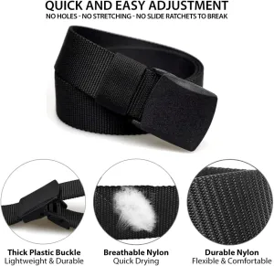 EcoGear FX Nylon Belts for Men - Adjustable Canvas Tactical Men Belt With Plastic Buckle 1.5 inch Width