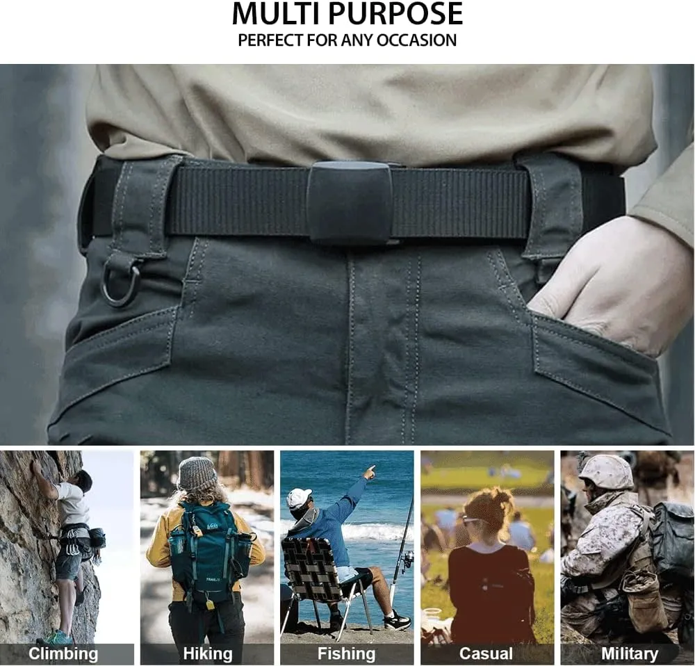 EcoGear FX Nylon Belts for Men - Adjustable Canvas Tactical Men Belt With Plastic Buckle 1.5 inch Width