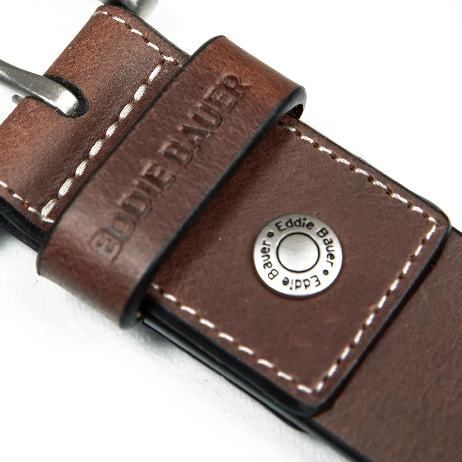 Eddie Bauer Men's Leather Belt | Casual | Everyday | Jeans | Trousers | Chinos | Metal Buckle