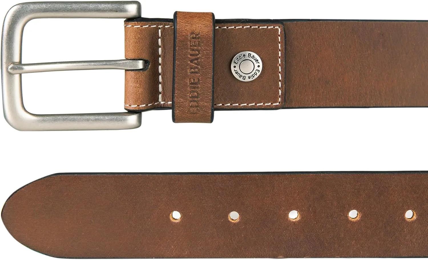 Eddie Bauer Men's Leather Belt | Casual | Everyday | Jeans | Trousers | Chinos | Metal Buckle