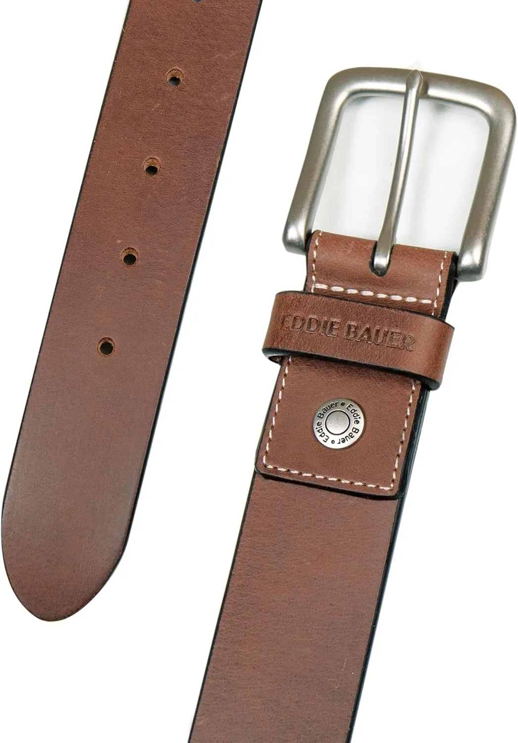 Eddie Bauer Men's Leather Belt | Casual | Everyday | Jeans | Trousers | Chinos | Metal Buckle