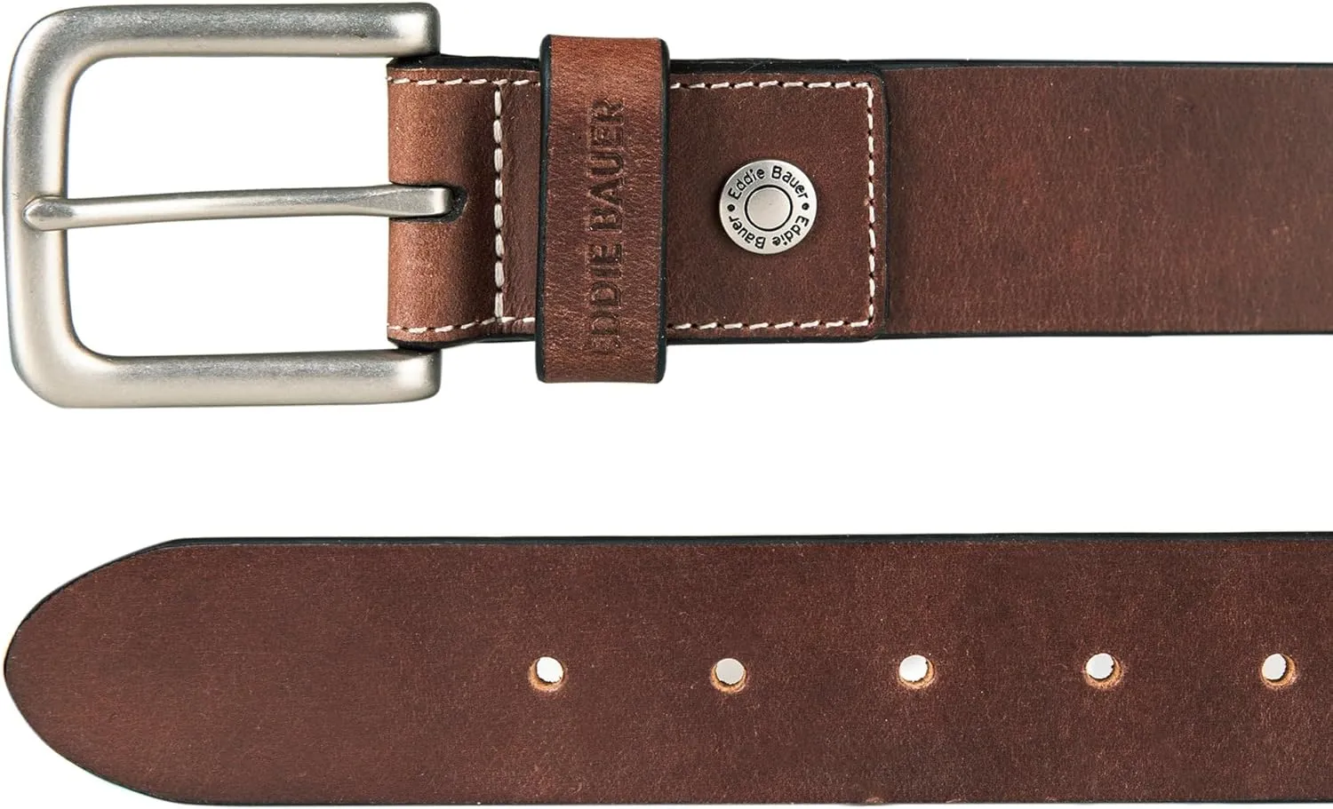 Eddie Bauer Men's Leather Belt | Casual | Everyday | Jeans | Trousers | Chinos | Metal Buckle