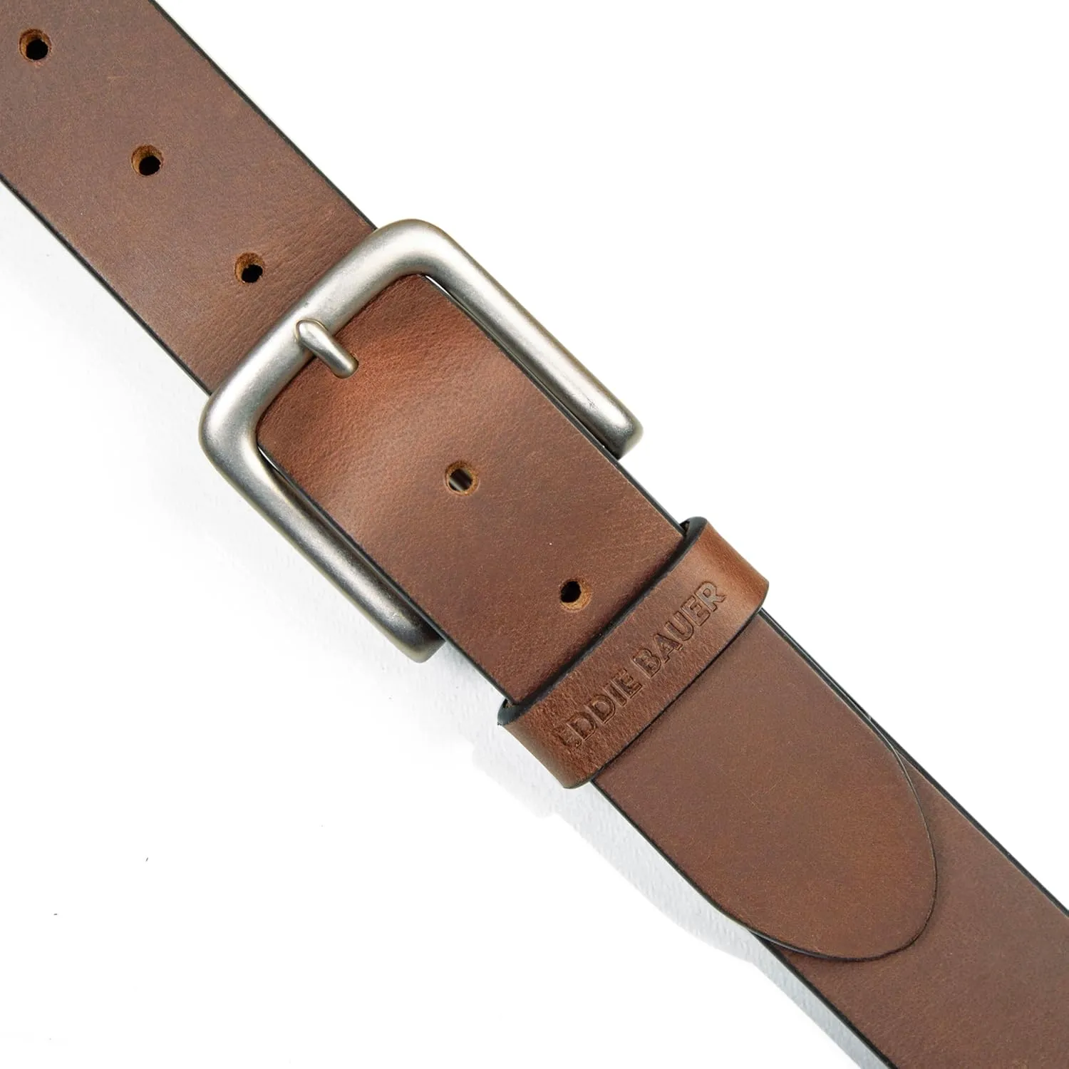 Eddie Bauer Men's Leather Belt | Casual | Everyday | Jeans | Trousers | Chinos | Metal Buckle