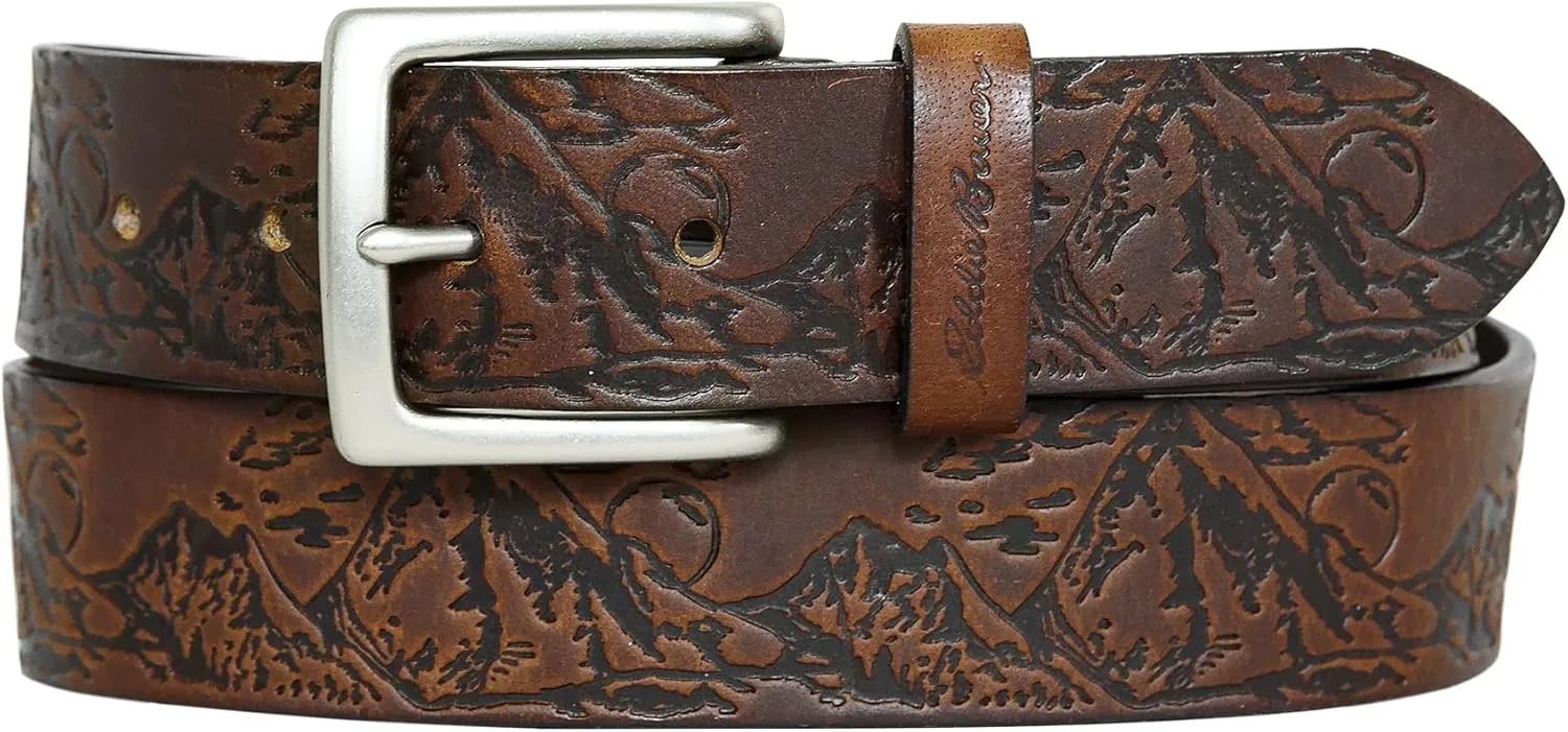 Eddie Bauer Men's Leather Belt | Casual | Everyday | Jeans | Trousers | Chinos | Metal Buckle