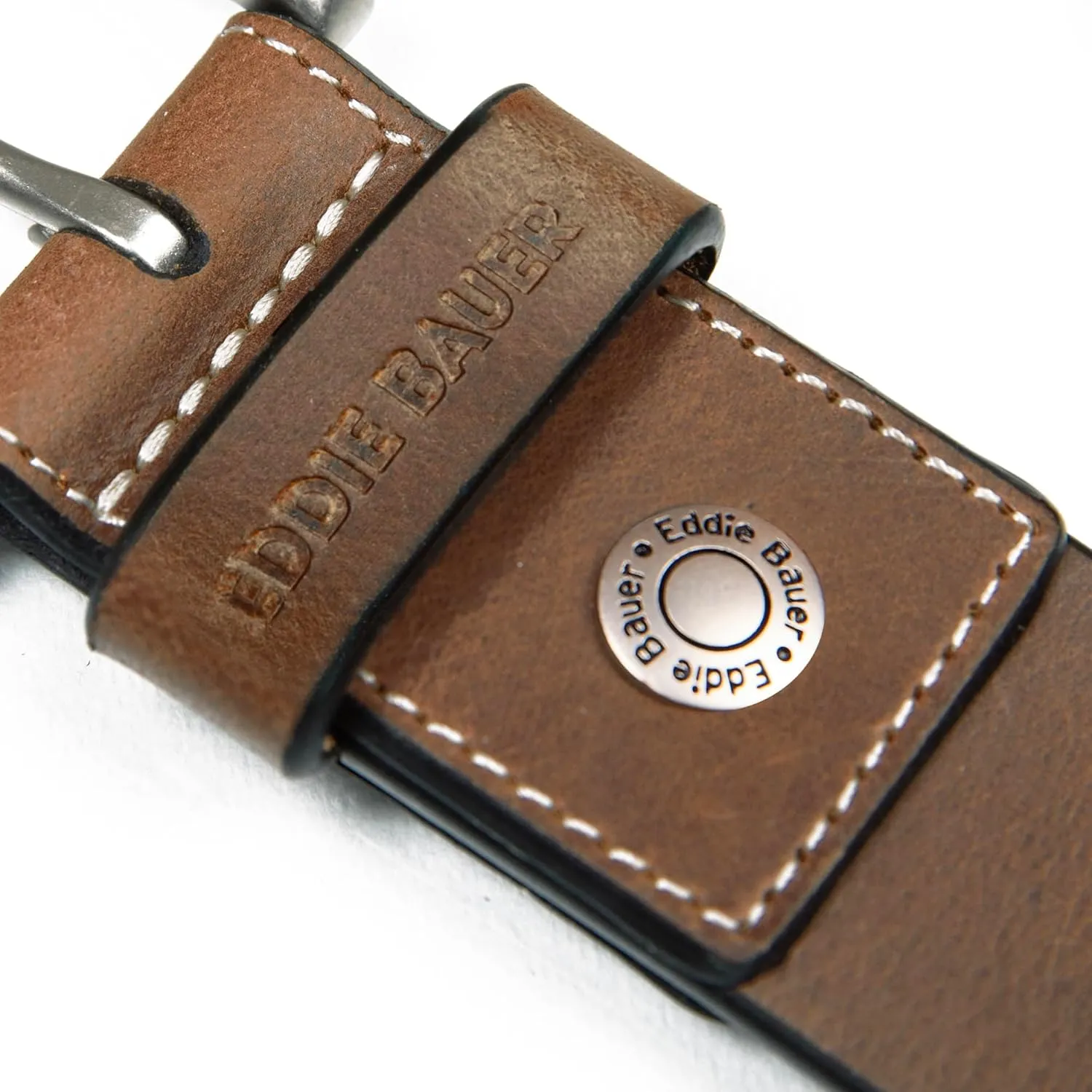 Eddie Bauer Men's Leather Belt | Casual | Everyday | Jeans | Trousers | Chinos | Metal Buckle
