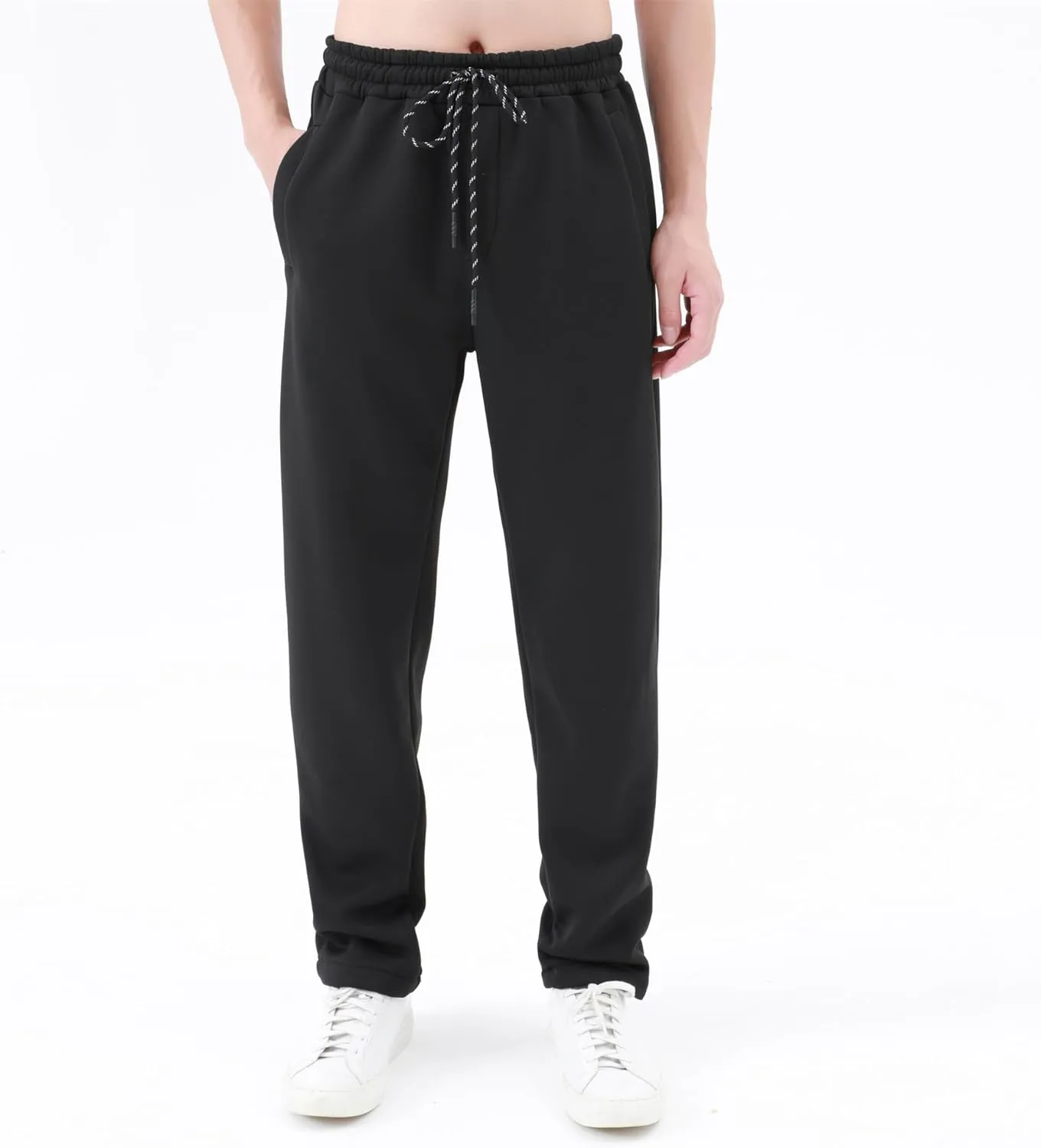 evzosrz Men's Sherpa Lined Sweatpants Fleece Active Running Jogger Pants Winter Warm Lounge Athletic Track Jogger Pants