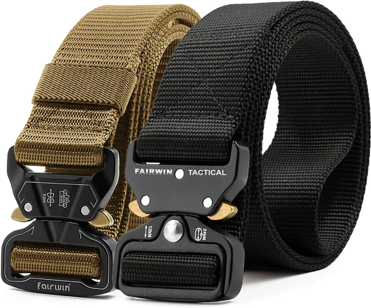 FAIRWIN Men's Tactical Belt, 2 Pack 1.5 Inch Military Tactical Belts for Men, Web Belt Nylon Belt - Work Tool Belt