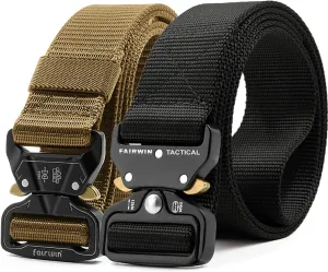 FAIRWIN Men's Tactical Belt, 2 Pack 1.5 Inch Military Tactical Belts for Men, Web Belt Nylon Belt - Work Tool Belt