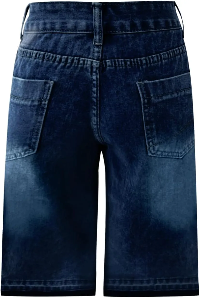 fanmpghleoo Jean Shorts Womens High Rise Long Wide Leg Denim Bermuda Shorts Trendy Baggy Jeans Summer Casual Denim Pants